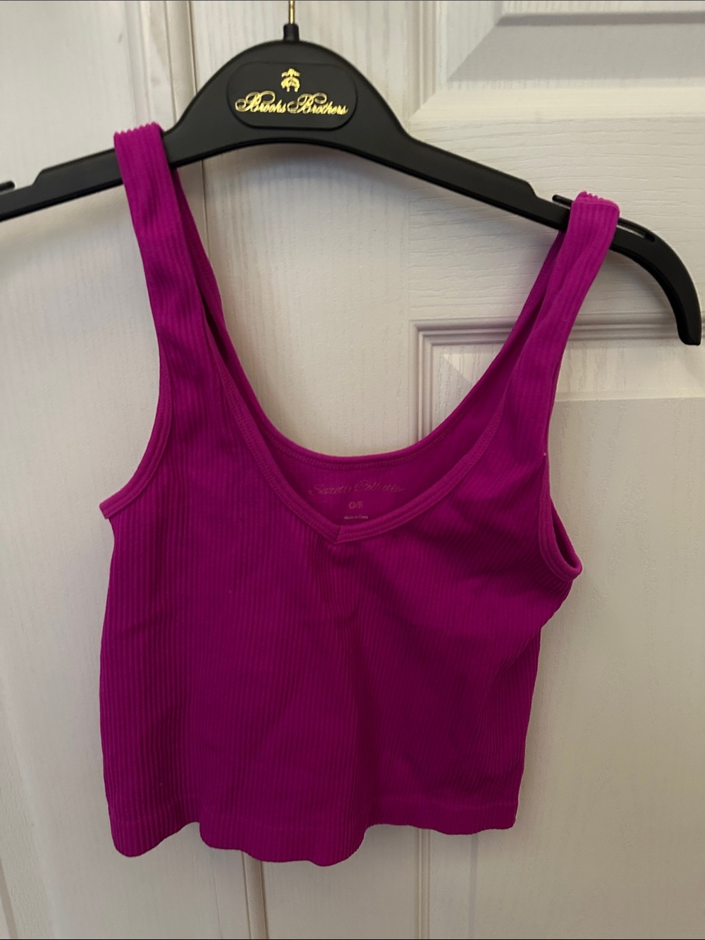 Women's Ribbed Tank Crop Top - Fuchsia